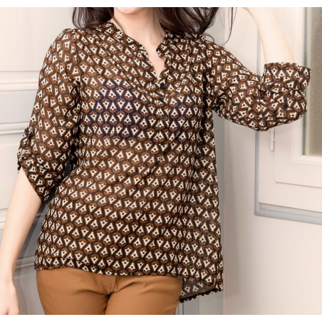 Blouse marron rétro 20h058